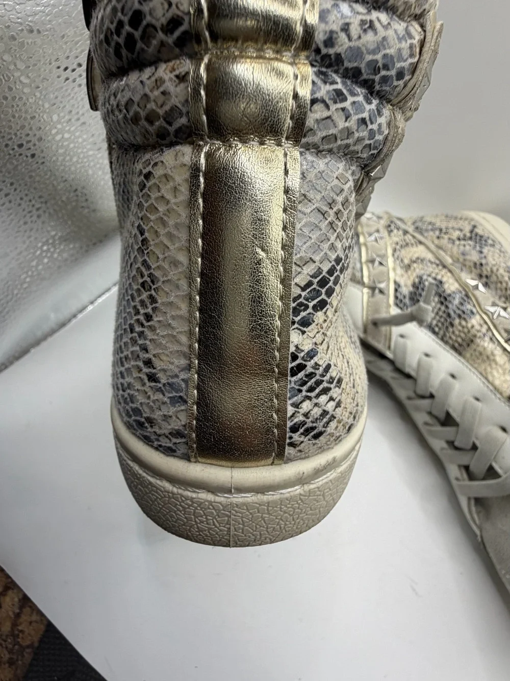Vintage Havana Fay Snake  Embossed High Top Sneakers